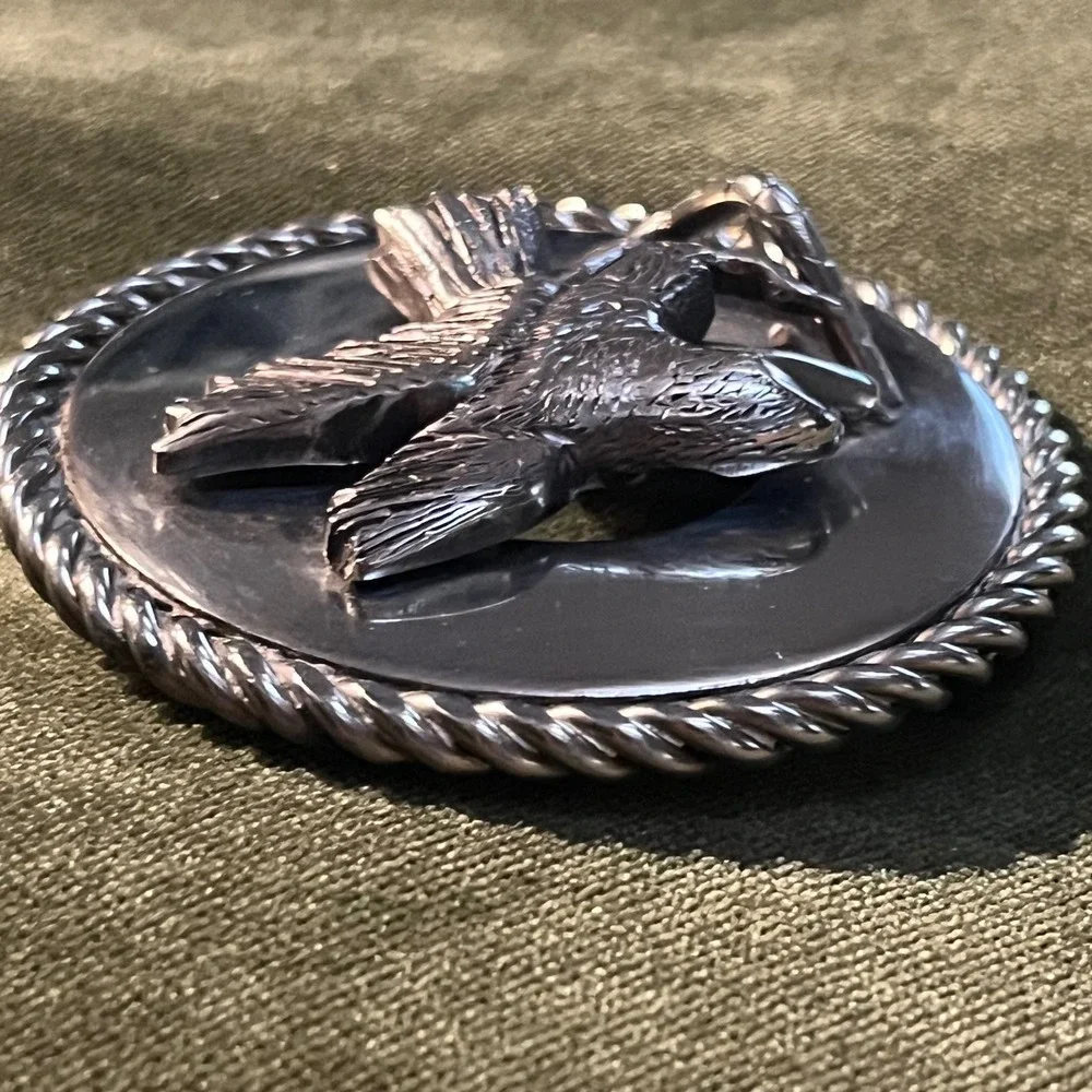 Vintage 3D Eagle Round Rope Border Belt Buckle‎